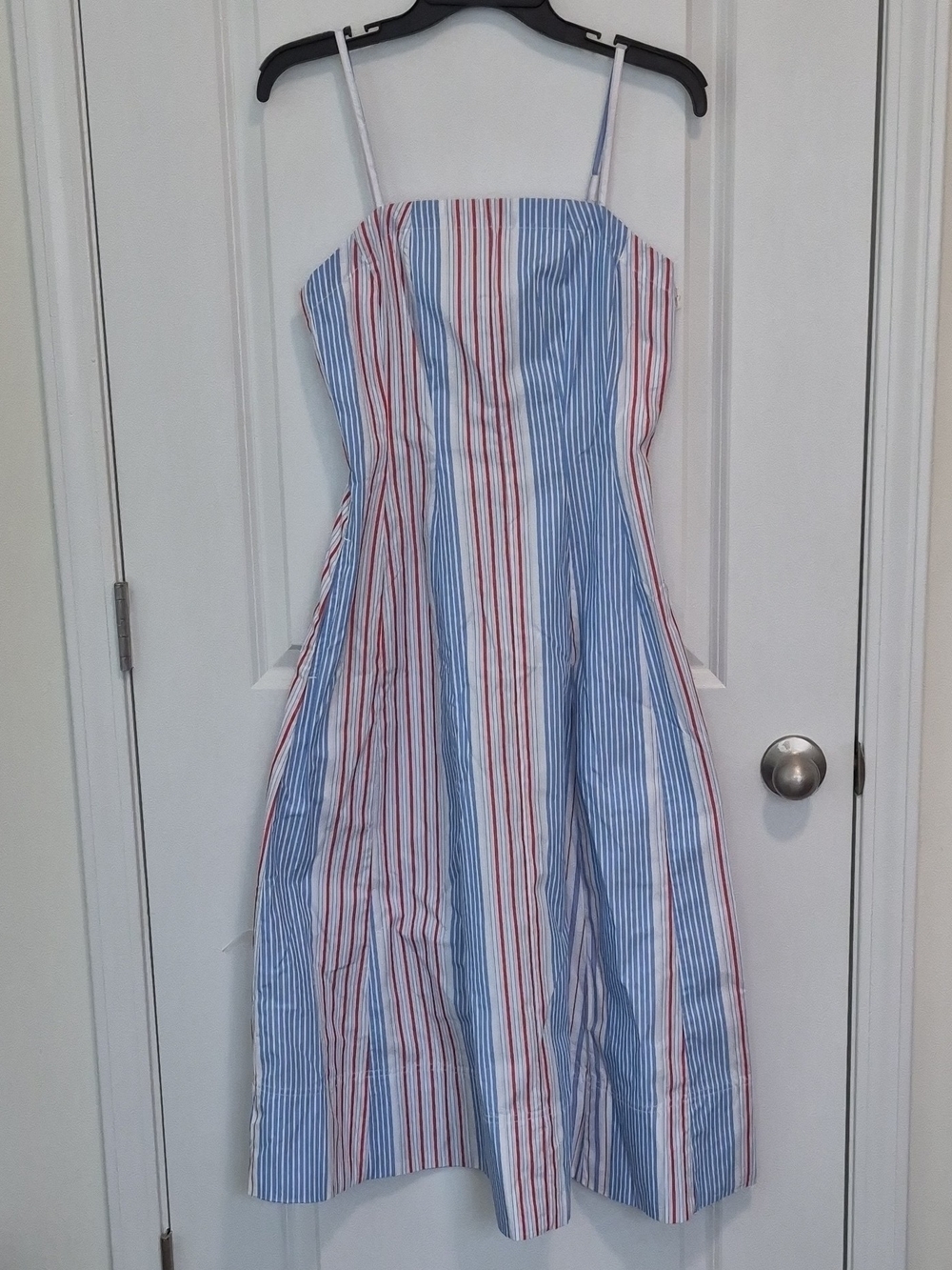 Free Assembly Striped Blue and Red Midi Sundress with Spaghetti Straps Size XS